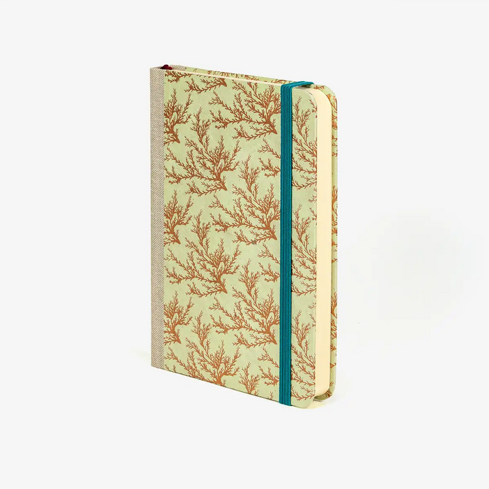 Blaupause-tagesplaner-B12xH16.5cm-bezogen-mit-Loktapapier-floral-kupfer-pastellgruen-Produktansicht-seitlich-von-vorn2
