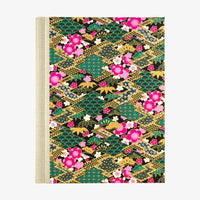 Fotoalbum / H30xB23cm / 60 Seiten / Floral,geometrisch - Rauten mit Pattern gefüllt - grün