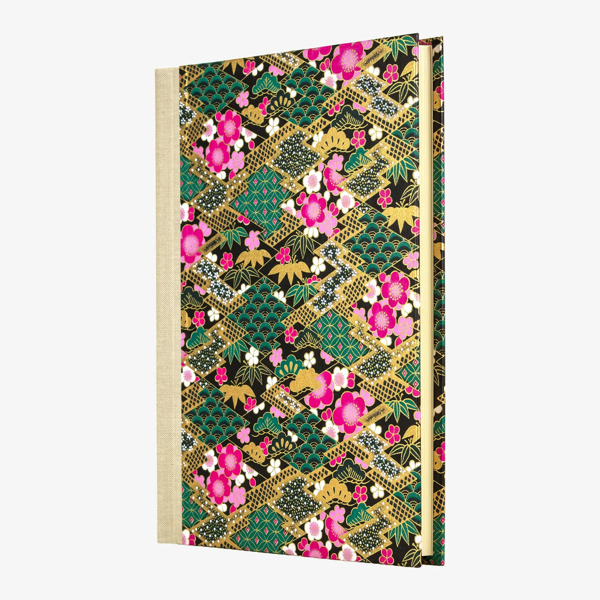 Fotoalbum / H30xB23cm / 60 Seiten / Floral,geometrisch - Rauten mit Pattern gefüllt - grün