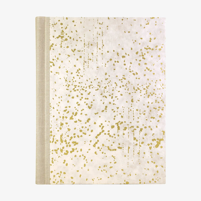 Fotoalbum / H30xB23cm / 60 Seiten / Lokta Papier- Schneefall-natur- gold