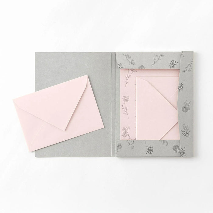 Briefset-25-teilig-Flower-Color-Washi-Paper-Pink-16-blaetter-8-umschlaege-1Mappe-Produktansicht-Briefpapier-in-Mappe