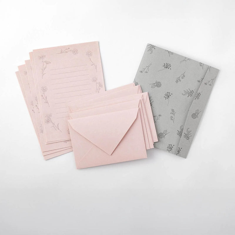 Briefset-25-teilig-Flower-Color-Washi-Paper-Pink-16-blaetter-8-umschlaege-1Mappe-Produktansicht-iInhalt