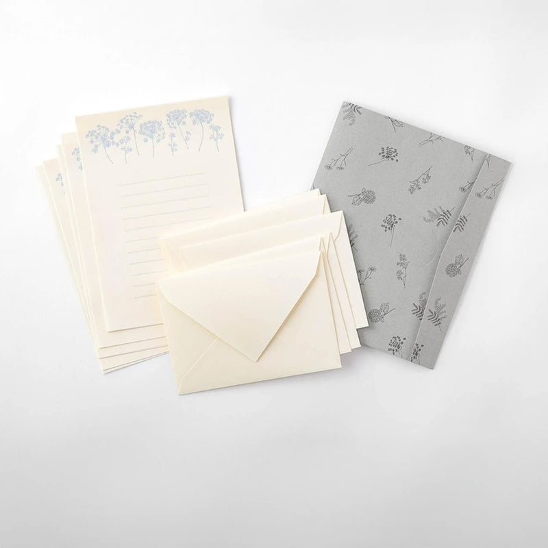 Briefset-25-teilig-Flower-Color-Washi-Paper-White-16-blaetter-8-umschlaege-1Mappe-Produktansicht-iInhalt