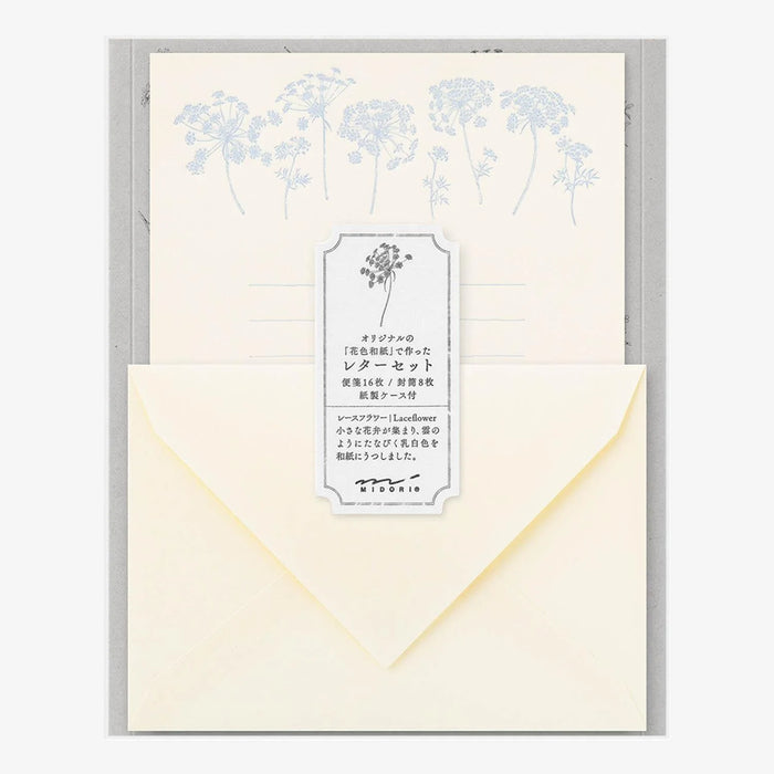 Briefset-25-teilig-Flower-Color-Washi-Paper-White-16-blaetter-8-umschlaege-1Mappe-Produktansicht-in-verpackung-aus-pp