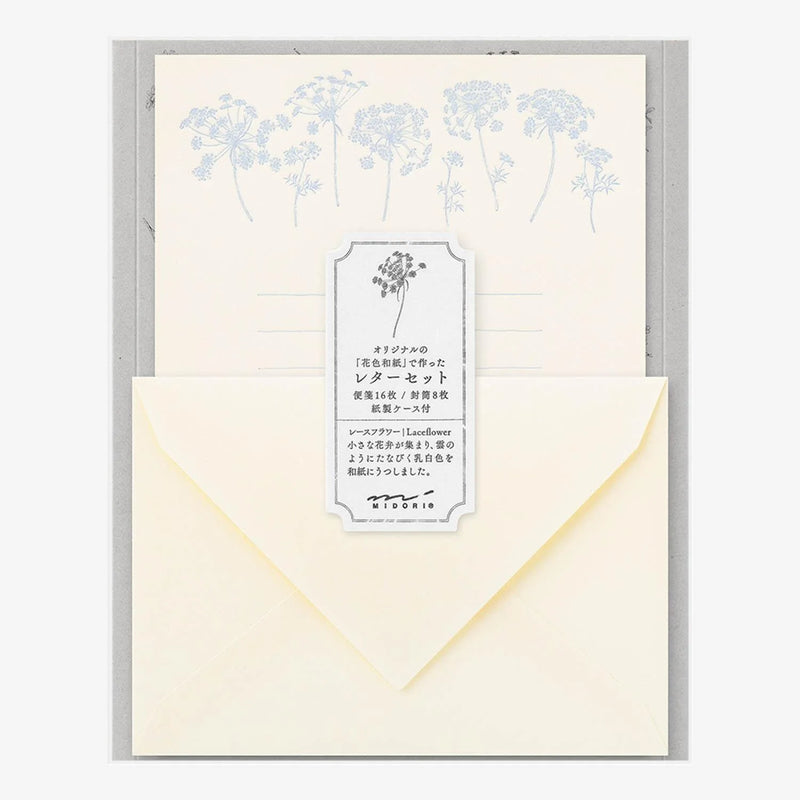 Briefset-25-teilig-Flower-Color-Washi-Paper-White-16-blaetter-8-umschlaege-1Mappe-Produktansicht-in-verpackung-aus-pp