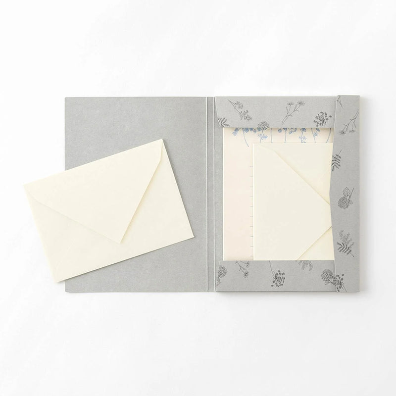 Briefset-25-teilig-Flower-Color-Washi-Paper-white-16-blaetter-8-umschlaege-1Mappe-Produktansicht-Briefpapier-in-Mappe