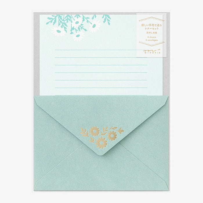 Briefset-9-teilig_-Marguerite-_Daisy-6-blaetter-3-umschlaege-Produktansicht-in-verpackung-aus-pp