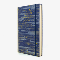 Bulletjournal-notizbuch-A5-224Seiten-cover-mit-Chiyogami-bezogen-Motiv-Space-is-the-place-blau-cover-seitlich-von-vorn