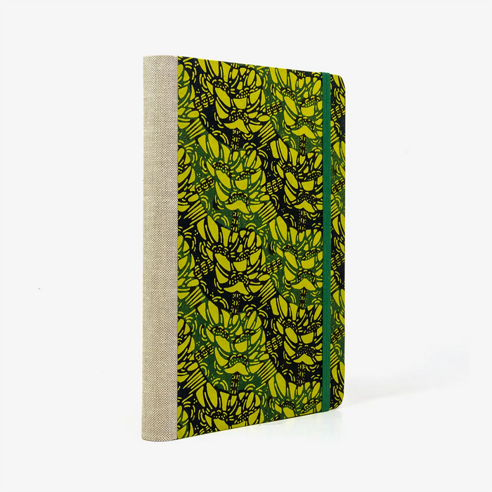 Bulletjournal-notizbuch-A5-224Seiten-cover-mit-Katazome-shi-bezogen-Motiv-blaetter-gruen-cover-seitlich-von-hinten