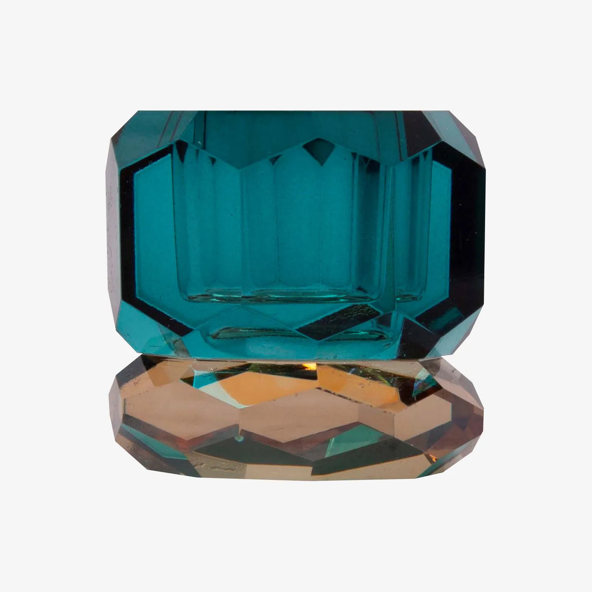 Candle holder | Kerzenständer | Kristallhalter | petrol/champagner | 4,5x4,5x4,5cm