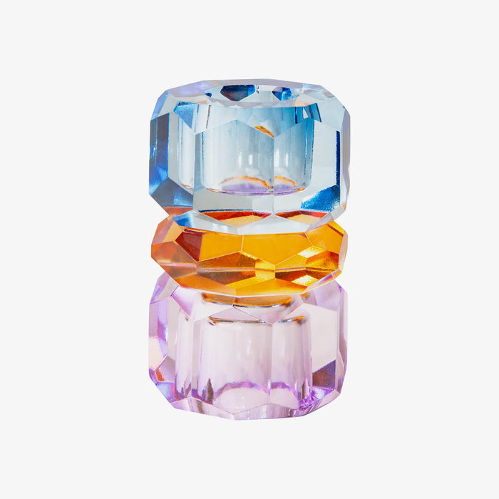 Candle holder / Kerzenständer / Kristallhalter / violet/cobalt/amber / 7,5x4,5x4,5cm