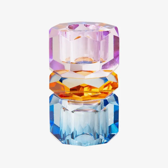 Candle holder / Kerzenständer / Kristallhalter / violet/cobalt/amber / 7,5x4,5x4,5cm