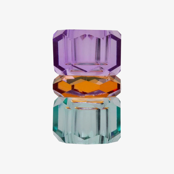 Candle holder | Kerzenständer | Kristallhalter | hellminze/braun/violett | 7,5x4,5