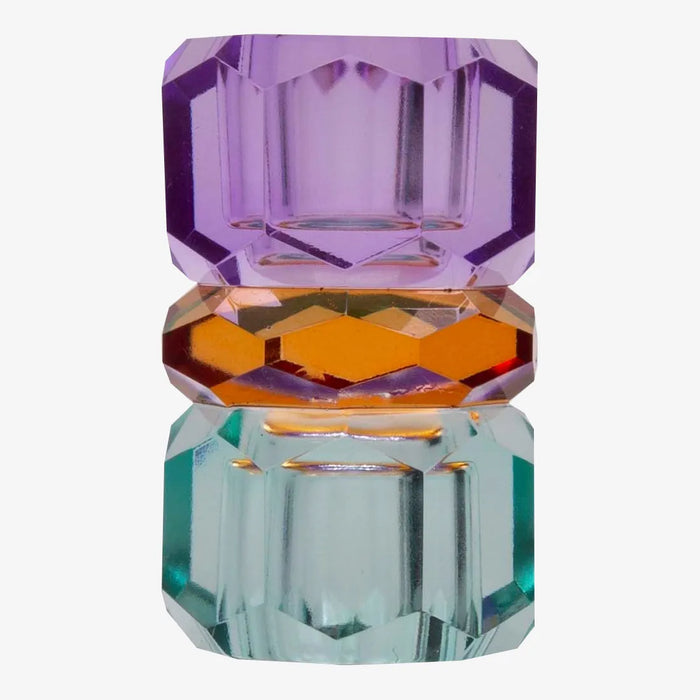 Candle holder | Kerzenständer | Kristallhalter | hellminze/braun/violett | 7,5x4,5