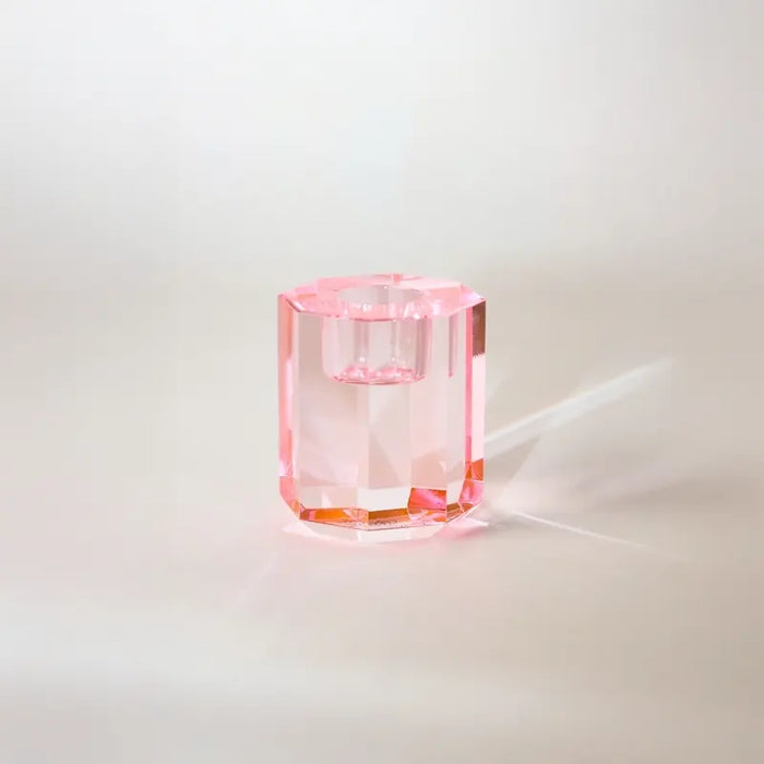 Candle holder / Kerzenständer / Kristallhalter / hellrosa / 6x5x5 cm