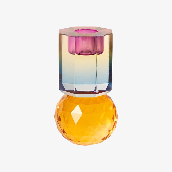 Candle holder / Kerzenständer / Kristallhalter / amber/blue ombre / 10,5x6x6 cm