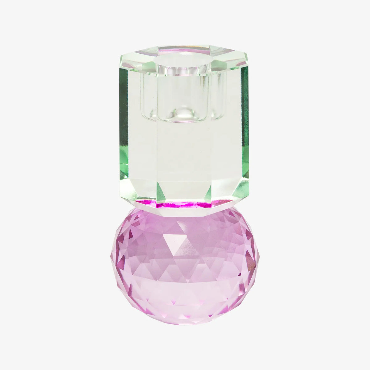 Candle holder / Kerzenständer / Kristallhalter / ligth mint/violet / 10,5x6x6 cm
