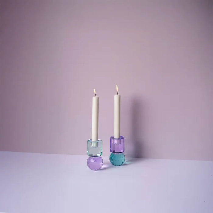 Candle holder / Kerzenständer / Kristallhalter / ligth mint/violet / 10,5x6x6 cm