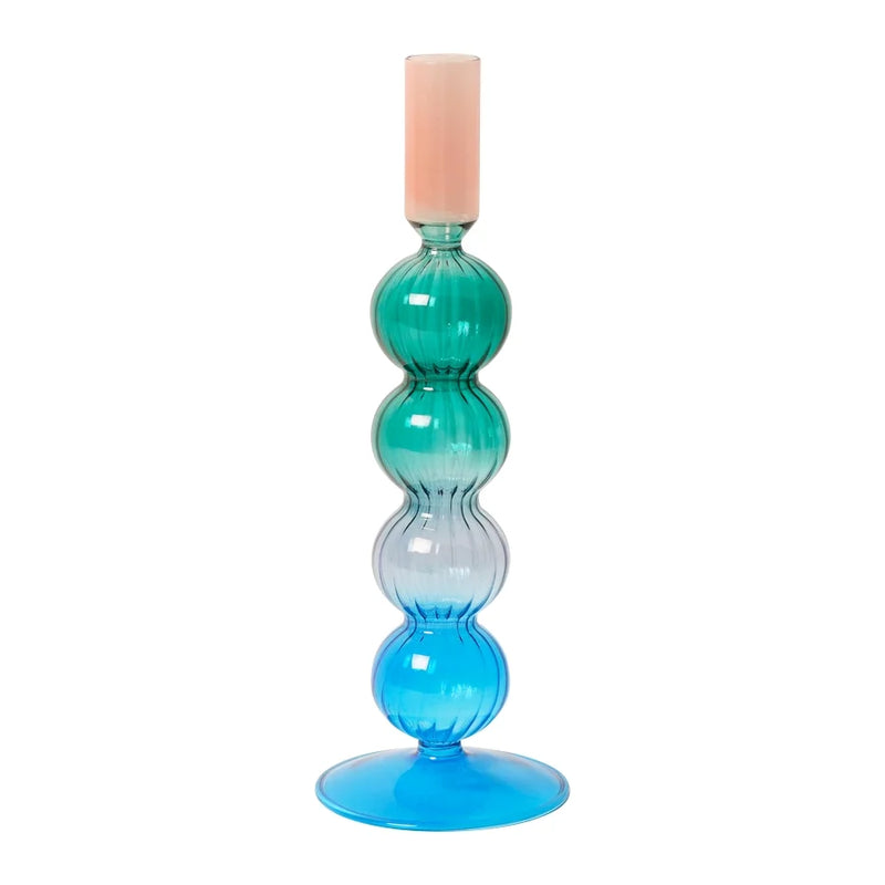 Candle holder / Kerzenständer / Glas Kerzenhalter / kobalt/hellblau/grün/pink