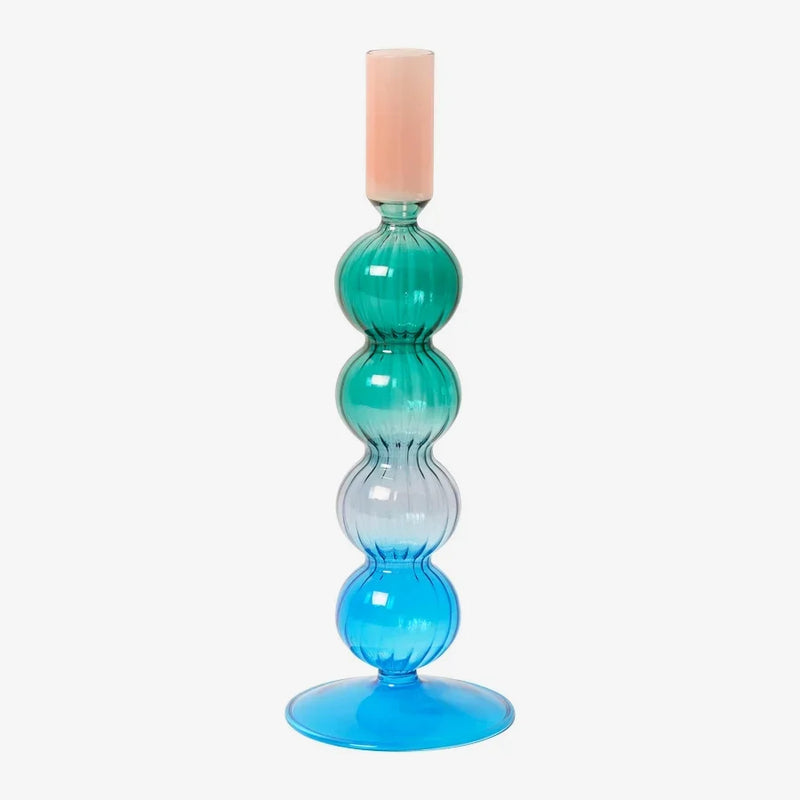 Candle holder / Kerzenständer / Glas Kerzenhalter / kobalt/hellblau/grün/pink