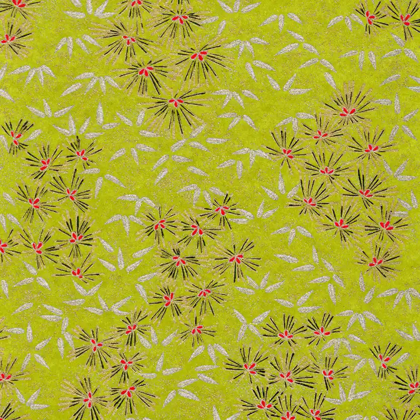 Chiyogami-Papier-64C-Kieferngruen-silber-gold-Ausschnitt-1