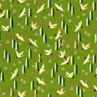 Chiyogami-Papier-Animals-1088C-Kraniche-Spitzen-gruen-Ausschnitt-1