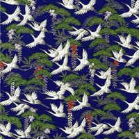 Chiyogami-Papier-Animals-830C-Kraniche-weiss-und-Kiefern-blau-Ausschnitt-2