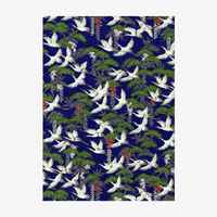 Chiyogami-Papier-Animals-830C-Kraniche-weiss-und-Kiefern-blau-Ausschnitt-2