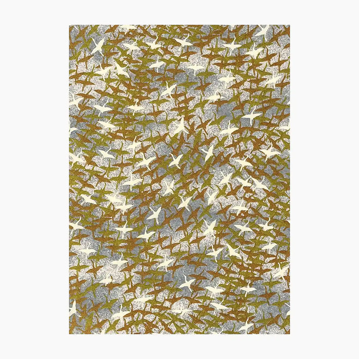 Chiyogami-Papier-Animals-935C-Kranichegold-kupfer-weiss-Ausschnitt-2