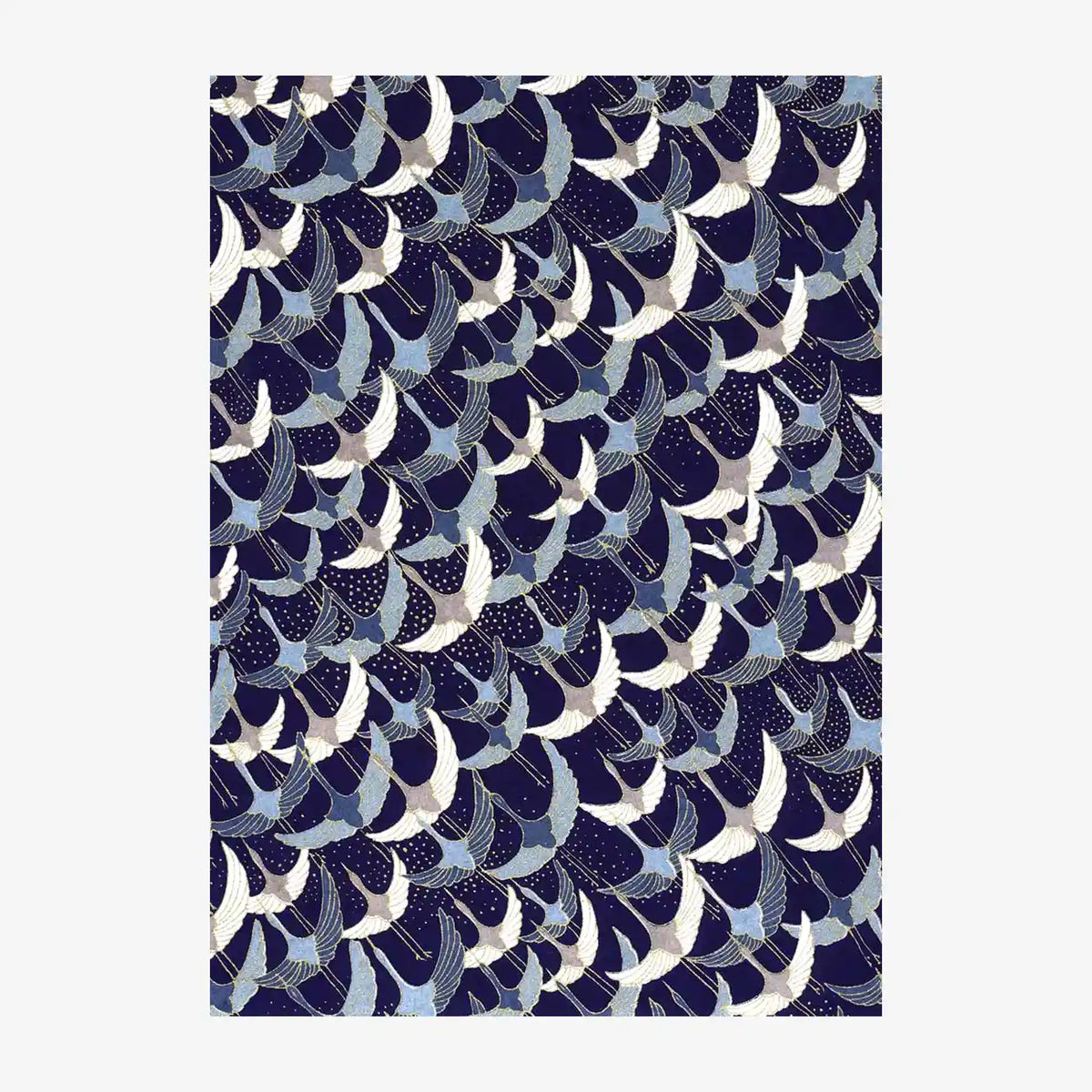 Chiyogami-Papier-Animals-Bogen-83C-Kraniche-weiss-grau-blau-Ausschnitt-2