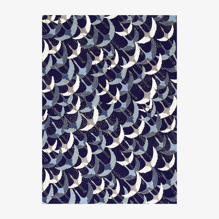Chiyogami-Papier-Animals-Bogen-83C-Kraniche-weiss-grau-blau-Ausschnitt-2