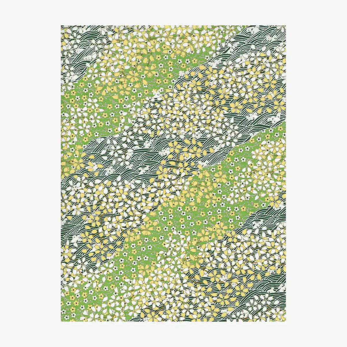 Chiyogami-Papier-Botanical-1072C-Wiese-gruen-gelb-Ausschnitt-2