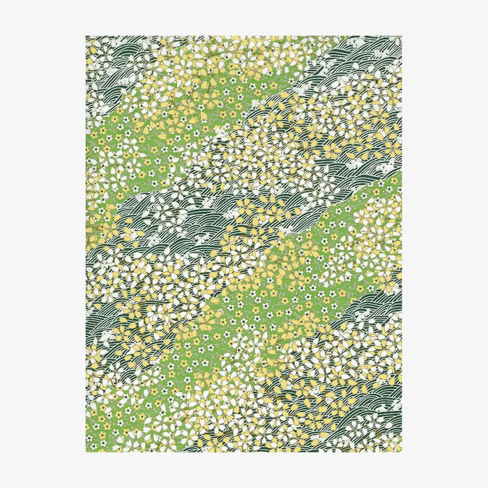 Chiyogami-Papier-Botanical-1072C-Wiese-gruen-gelb-Ausschnitt-2