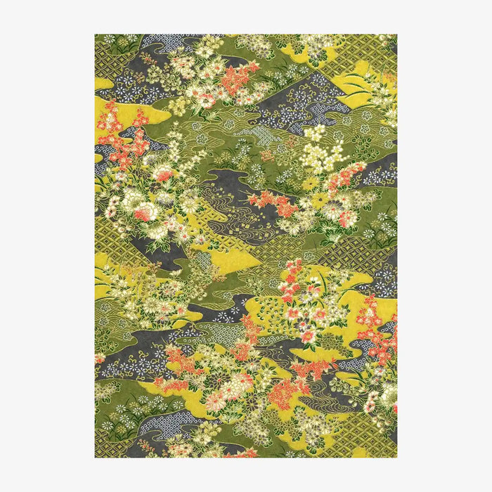 Chiyogami-Papier-Botanical-Bogen-156C-Landschaft-gruen-Ausschnitt-2