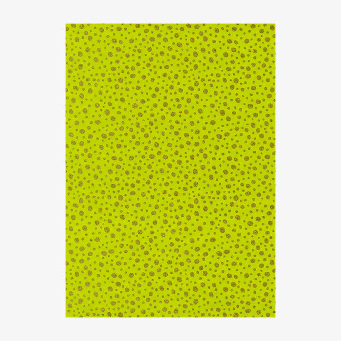 Chiyogami-Papier-Floral-Bogen-845C-golden-Dots-green-Ausschnitt-2