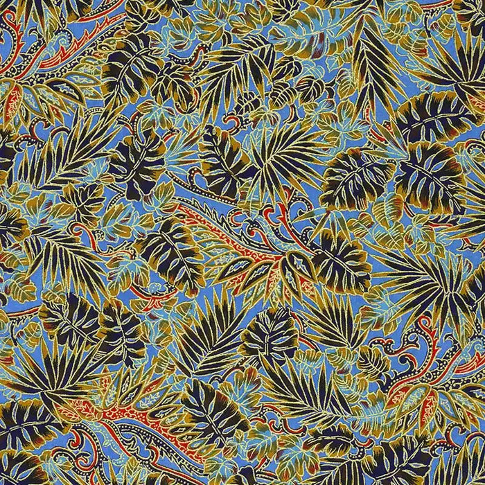 Chiyogami-Papier-botanical-434C-Monstera_blau-Ausschnitt-1