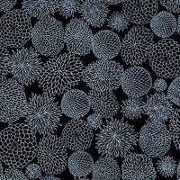 Japanese Paper place | Chiyogami Papier | Floral | Bogen 909C - Chrysathemen - silber/schwarz