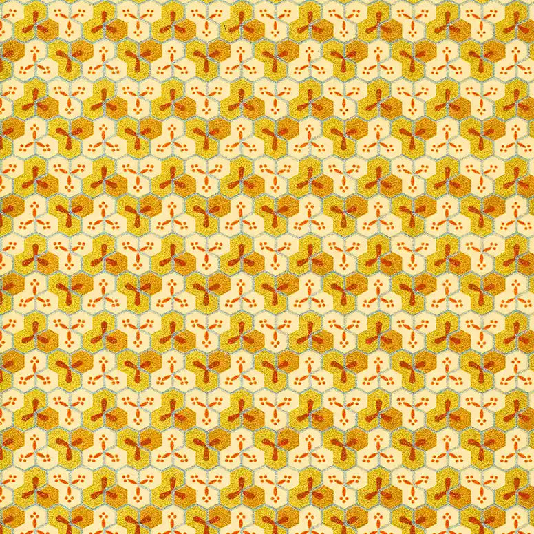 Japanese Paper place | Chiyogami Papier | Geometrisch | Bogen 1084C - Bienenwabenmuster-gold-kupfer-silber
