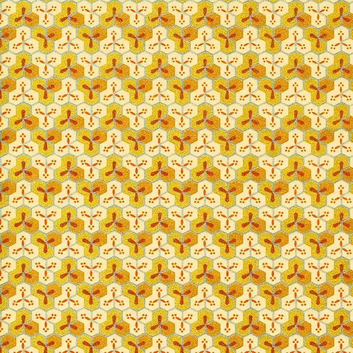 Chiyogami Papier | Geometrisch | Bogen 1084C - Bienenwabenmuster-gold-kupfer-silber