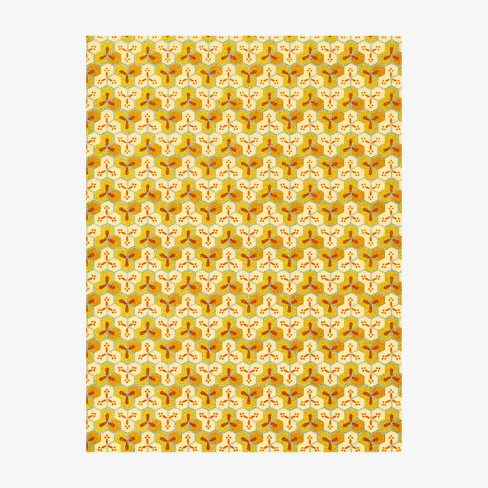 Chiyogami Papier | Geometrisch | Bogen 1084C - Bienenwabenmuster-gold-kupfer-silber