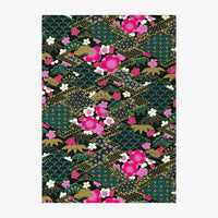 Japanese Paper place | Chiyogami Papier | Floral,geometrisch | Bogen 924C  - Rauten/grün/gold/pink