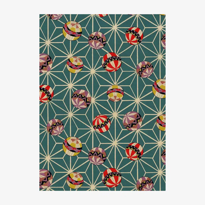 Chiyogami-Papier-traditional-958C-Ashanoa-und-Kugeln-mit-Mustern-blau-Ausschnitt-2