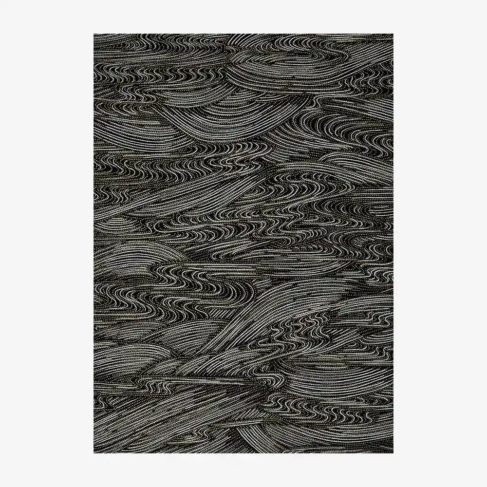 Chiyogami-Papier-tradtional-474C-Wasser-silber-und-gelb-auf-schwarz-Ausschnitt-2