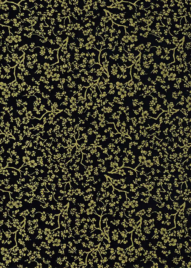 Chiyogami / Floral - Kirschblüte-Gold-auf-schwarz