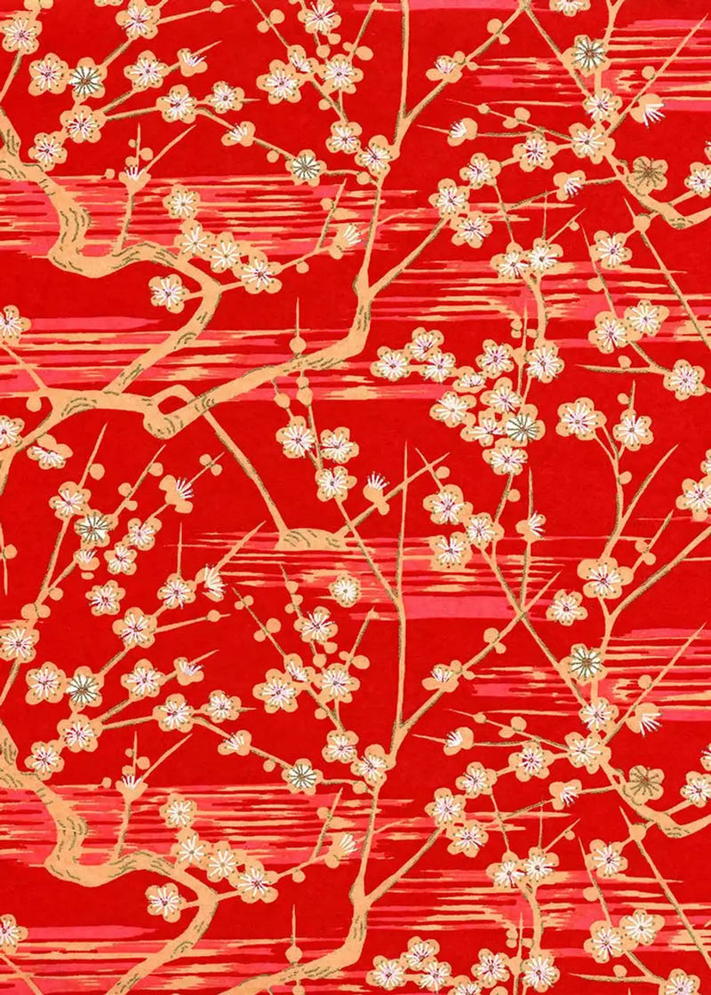 Chiyogami / Floral - Kirschblüten -rot