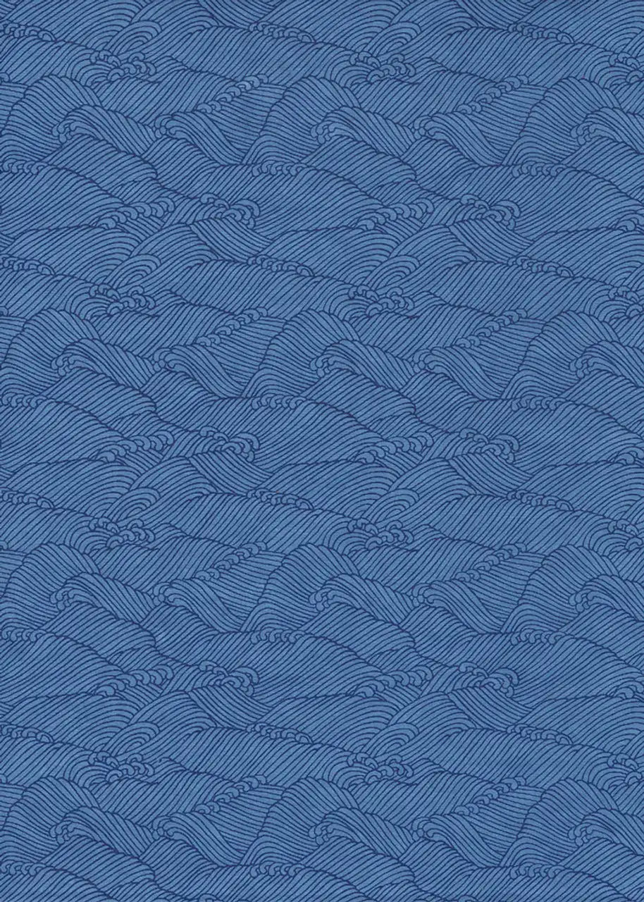 Chiyogami / Traditional - Nami / Welle blau auf blau