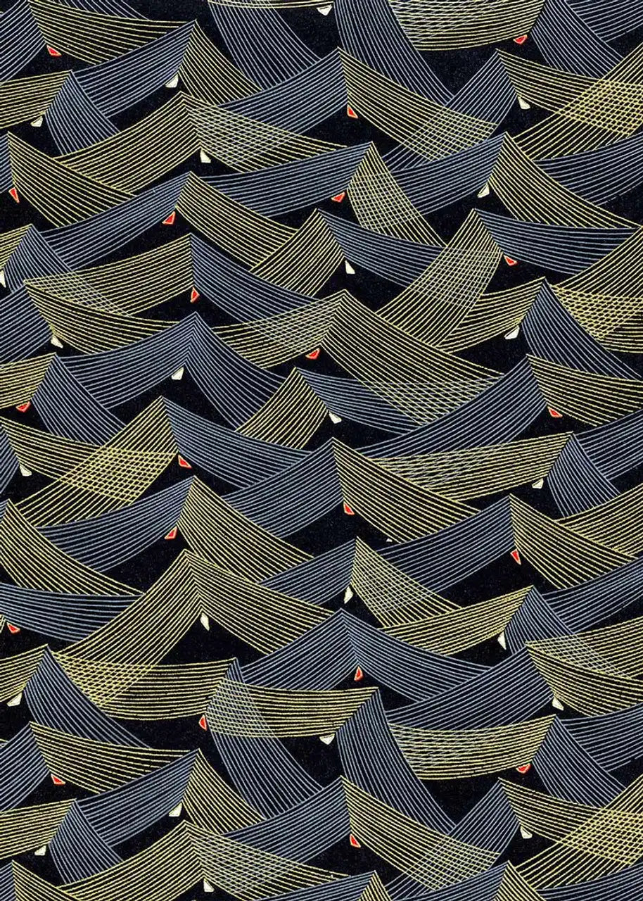 Chiyogami / geometrisch - Saitenspiel - schwarz