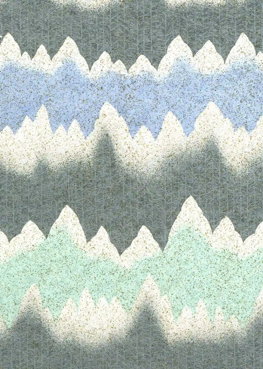Chiyogami / Traditional - Wald -pastellblau / pastellgrün