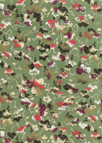 Chiyogami / Contemporary, Botanical - Weinblaetter auf gruen