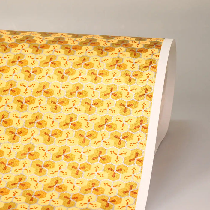 Chiyogami / Bienenwabenmuster-gold-kupfer-silber